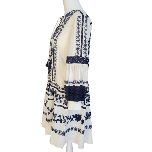 Boho Chic Tory Burch Gabriella 100% Cotton Embroidered Dress Size 0 - Picture 5 of 15